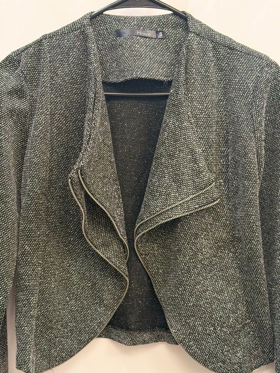 Have Women’s Metallic Textured Open-Front Blazer – Chic Waterfall Drape - Picture 1 of 6